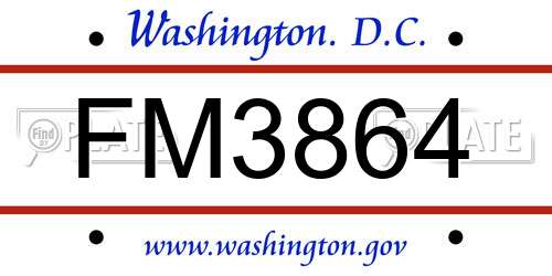 FM3864 District Of Columbia License Plate