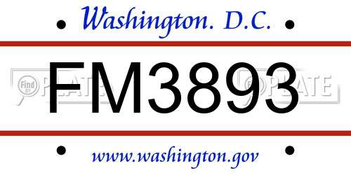 FM3893 District Of Columbia License Plate