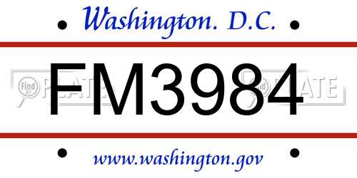 FM3984 District Of Columbia License Plate