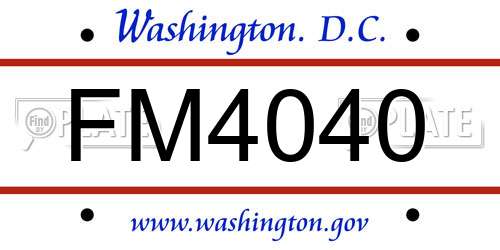 FM4040 District Of Columbia License Plate