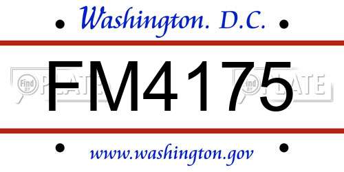FM4175 District Of Columbia License Plate