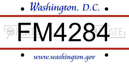 FM4284 District Of Columbia License Plate