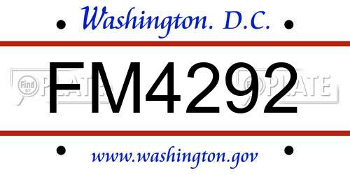 FM4292 District Of Columbia License Plate