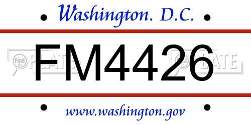 FM4426 District Of Columbia License Plate