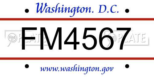 FM4567 District Of Columbia License Plate