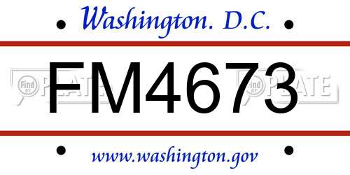 FM4673 District Of Columbia License Plate
