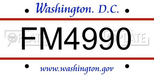 FM4990 District Of Columbia License Plate