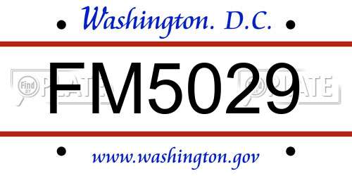 FM5029 District Of Columbia License Plate