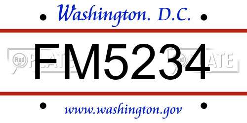 FM5234 District Of Columbia License Plate