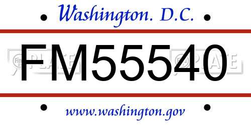 FM55540 District Of Columbia License Plate