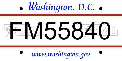 FM55840 District Of Columbia License Plate