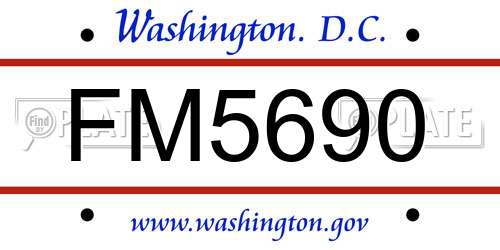 FM5690 District Of Columbia License Plate