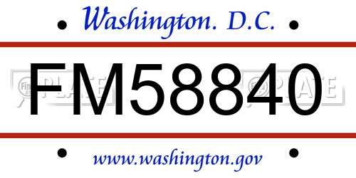 FM58840 District Of Columbia License Plate