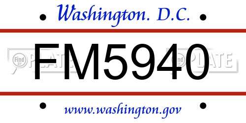 FM5940 District Of Columbia License Plate