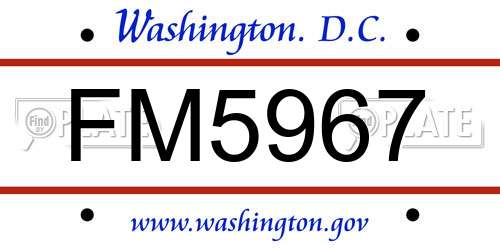 FM5967 District Of Columbia License Plate