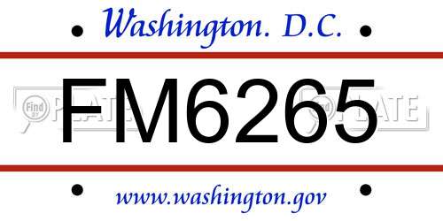 FM6265 District Of Columbia License Plate