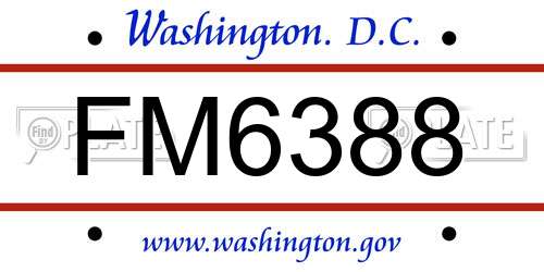 FM6388 District Of Columbia License Plate