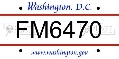 FM6470 District Of Columbia License Plate