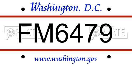 FM6479 District Of Columbia License Plate