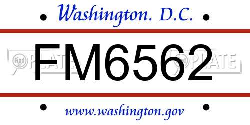 FM6562 District Of Columbia License Plate