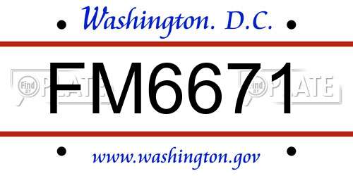 FM6671 District Of Columbia License Plate