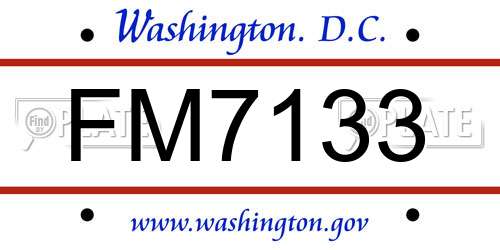 FM7133 District Of Columbia License Plate