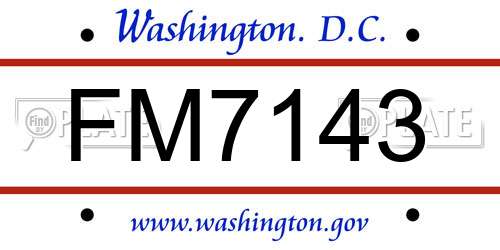 FM7143 District Of Columbia License Plate