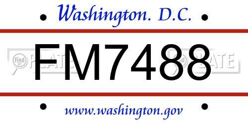FM7488 District Of Columbia License Plate