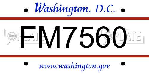 FM7560 District Of Columbia License Plate