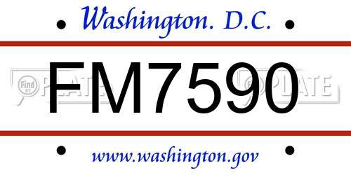 FM7590 District Of Columbia License Plate