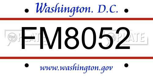 FM8052 District Of Columbia License Plate