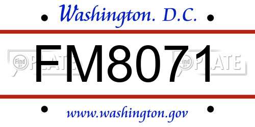 FM8071 District Of Columbia License Plate