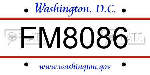 FM8086 District Of Columbia License Plate