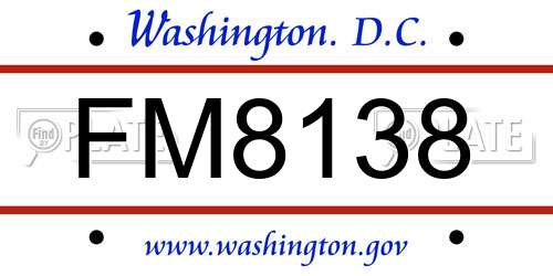 FM8138 District Of Columbia License Plate