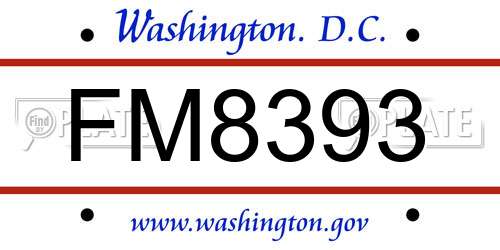 FM8393 District Of Columbia License Plate