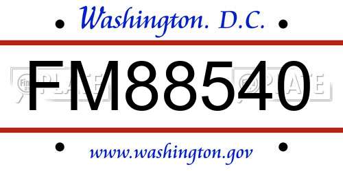 FM88540 District Of Columbia License Plate