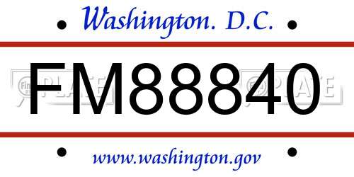 FM88840 District Of Columbia License Plate