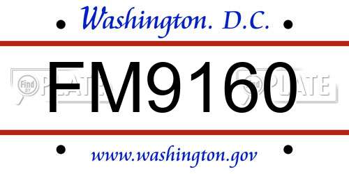 FM9160 District Of Columbia License Plate
