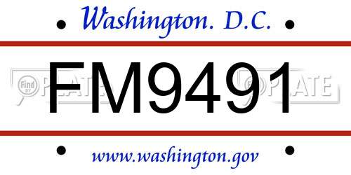 FM9491 District Of Columbia License Plate