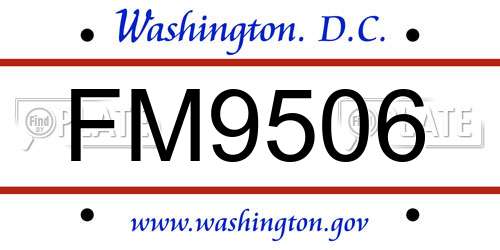 FM9506 District Of Columbia License Plate
