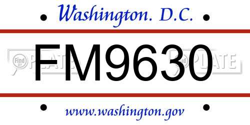 FM9630 District Of Columbia License Plate