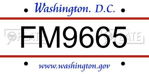 FM9665 District Of Columbia License Plate