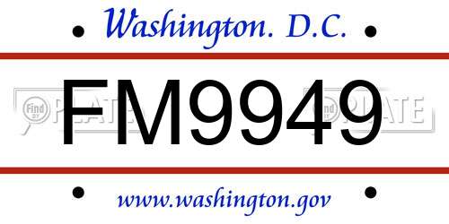 FM9949 District Of Columbia License Plate