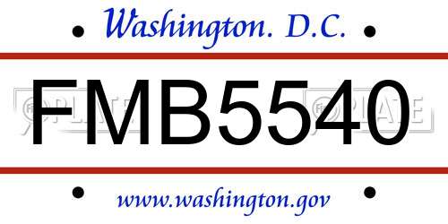 FMB5540 District Of Columbia License Plate