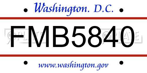 FMB5840 District Of Columbia License Plate