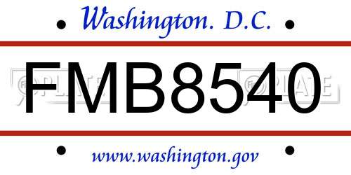 FMB8540 District Of Columbia License Plate