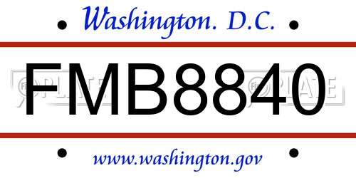 FMB8840 District Of Columbia License Plate