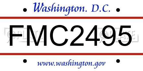 FMC2495 District Of Columbia License Plate