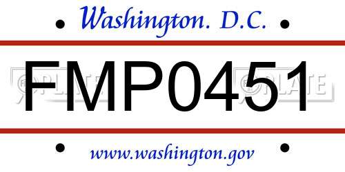 FMP0451 District Of Columbia License Plate