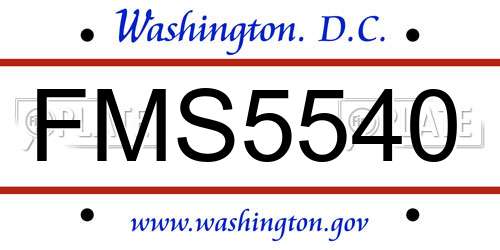 FMS5540 District Of Columbia License Plate